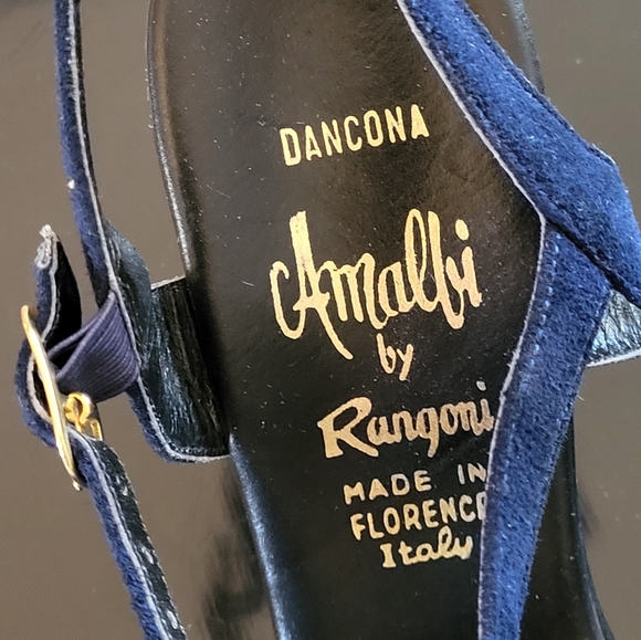 Amalfi by Rangoni made in Florence navy calf skin 8 AAA heel sandals - Picture 4 of 8